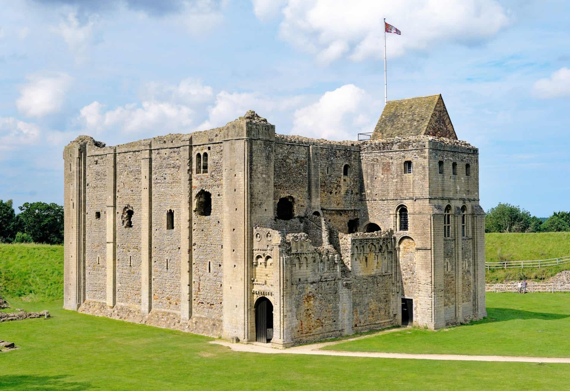 Castle Rising mediaeval Norman castle, Norfolk, England, dates from 1140 AD. Stone keep and inner bailey